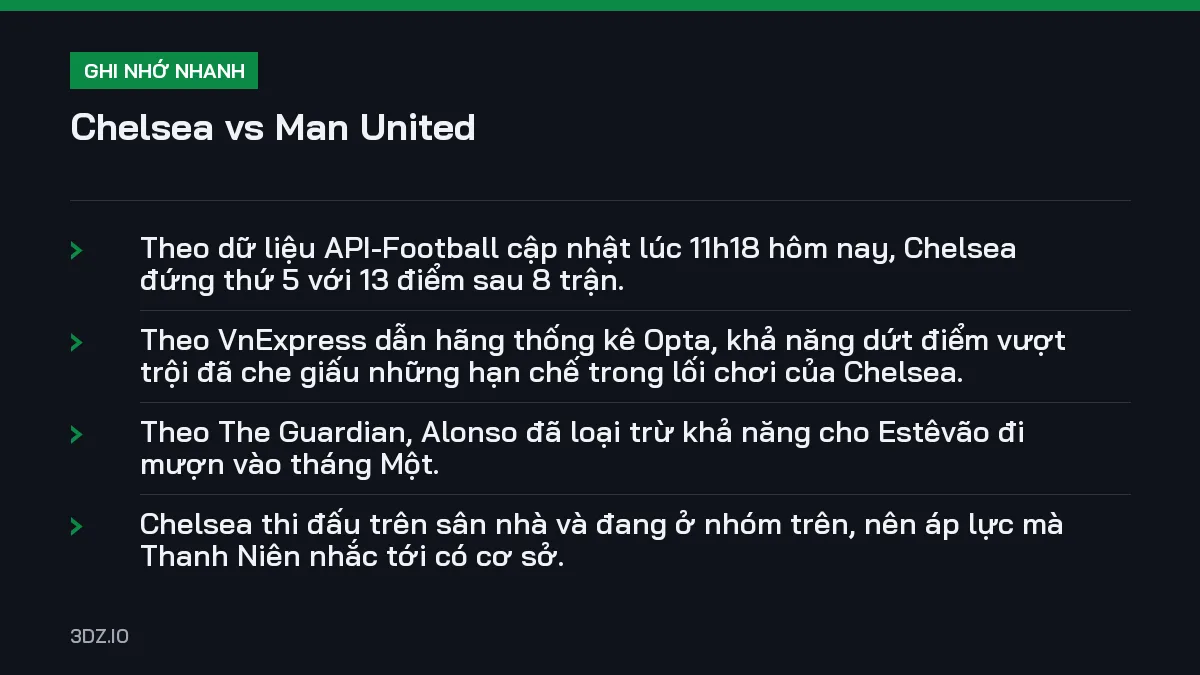 Ghi nhớ nhanh Chelsea vs Man United, 4 điểm quan trọng