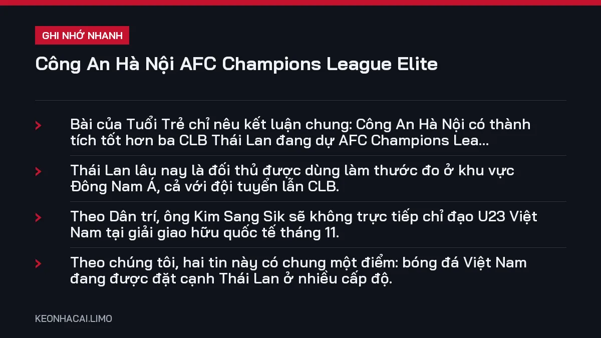Ghi nhớ nhanh Công An Hà Nội AFC Champions League Elite, 4 điểm quan trọng