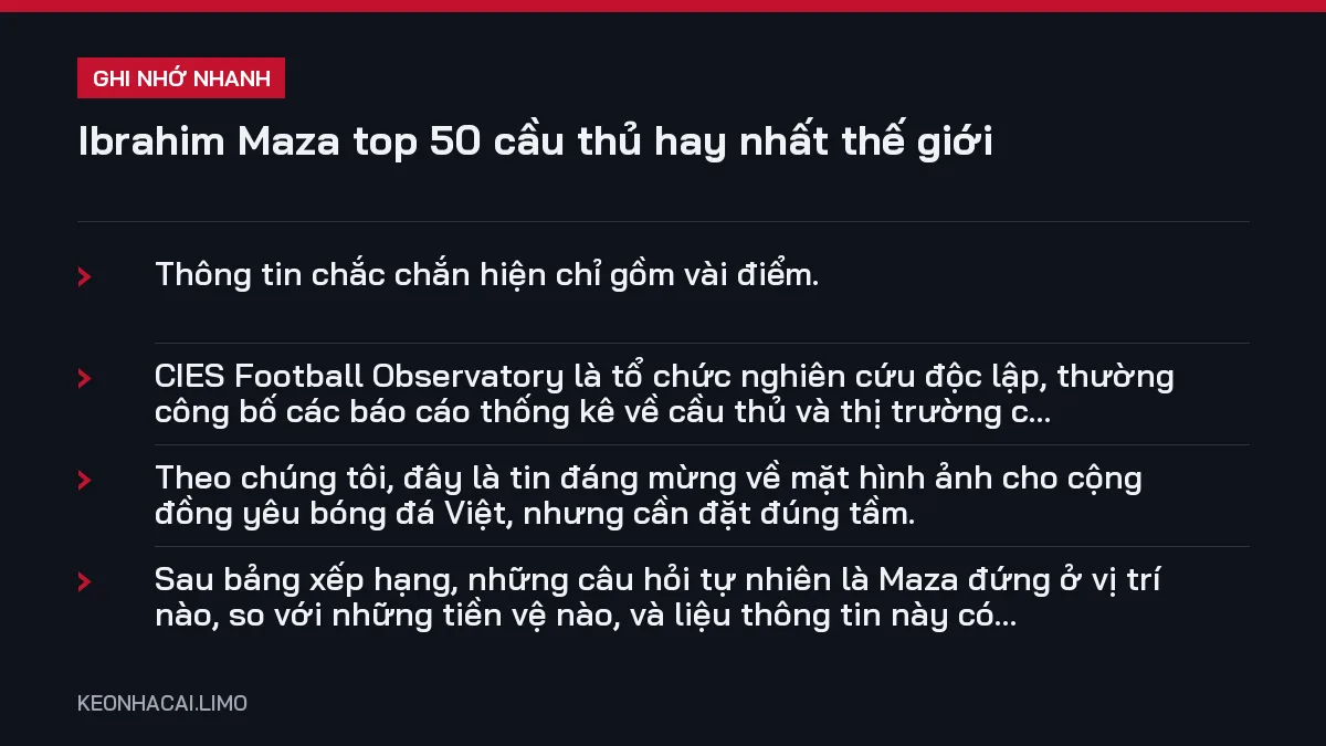 Ghi nhớ nhanh Ibrahim Maza top 50 cầu thủ hay nhất thế giới, 4 điểm quan trọng