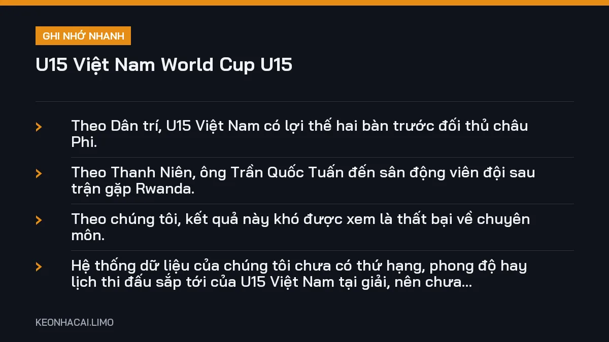 Ghi nhớ nhanh U15 Việt Nam World Cup U15, 4 điểm quan trọng