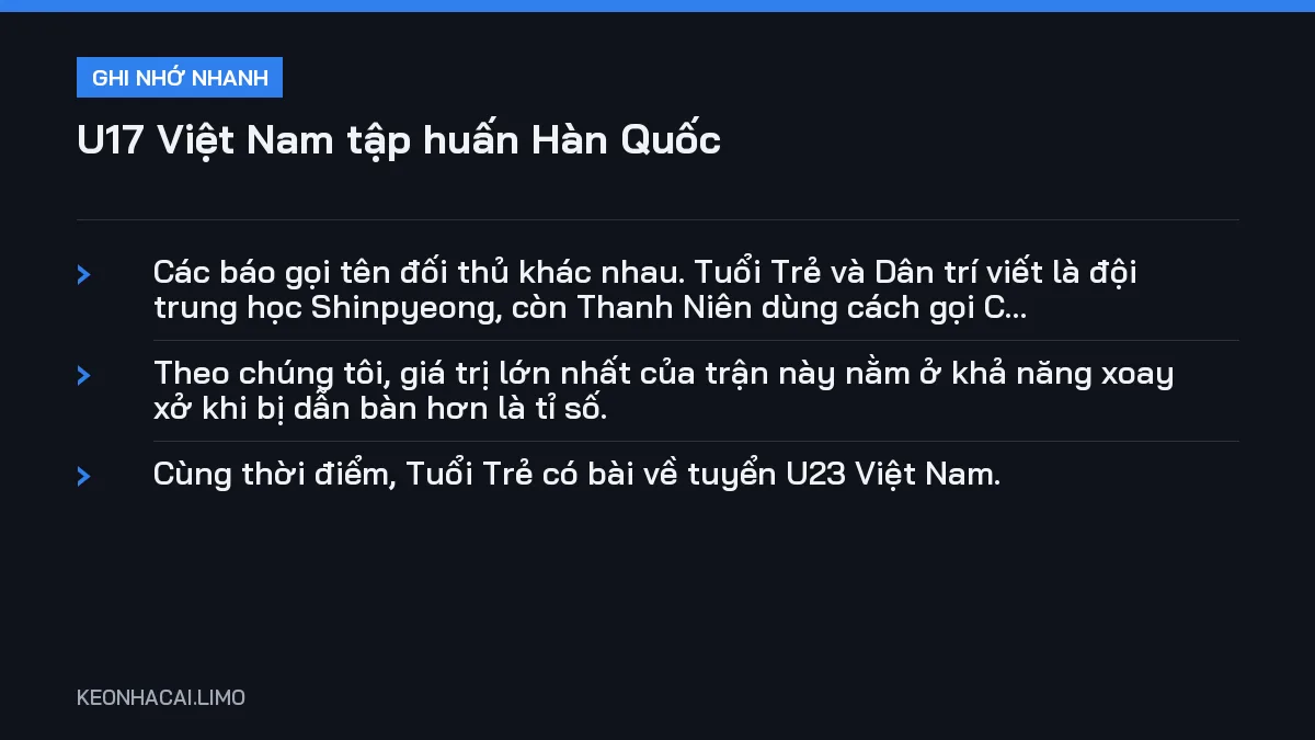 Ghi nhớ nhanh U17 Việt Nam tập huấn Hàn Quốc, 3 điểm quan trọng