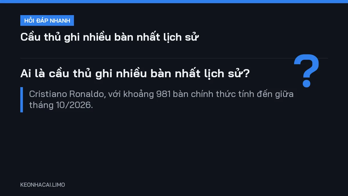 Hỏi đáp nhanh cầu thủ ghi nhiều bàn nhất lịch sử: Ai là cầu thủ ghi nhiều bàn nhất lịch sử