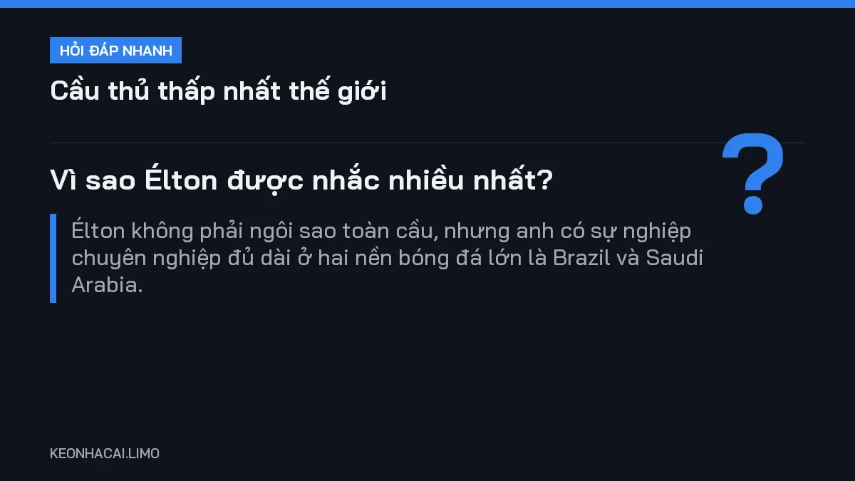 Hỏi đáp nhanh cầu thủ thấp nhất thế giới: Vì sao Élton được nhắc nhiều nhất
