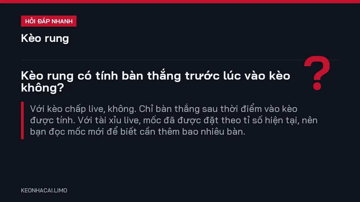 Hỏi đáp nhanh kèo rung: Kèo rung có tính bàn thắng trước lúc vào kèo không