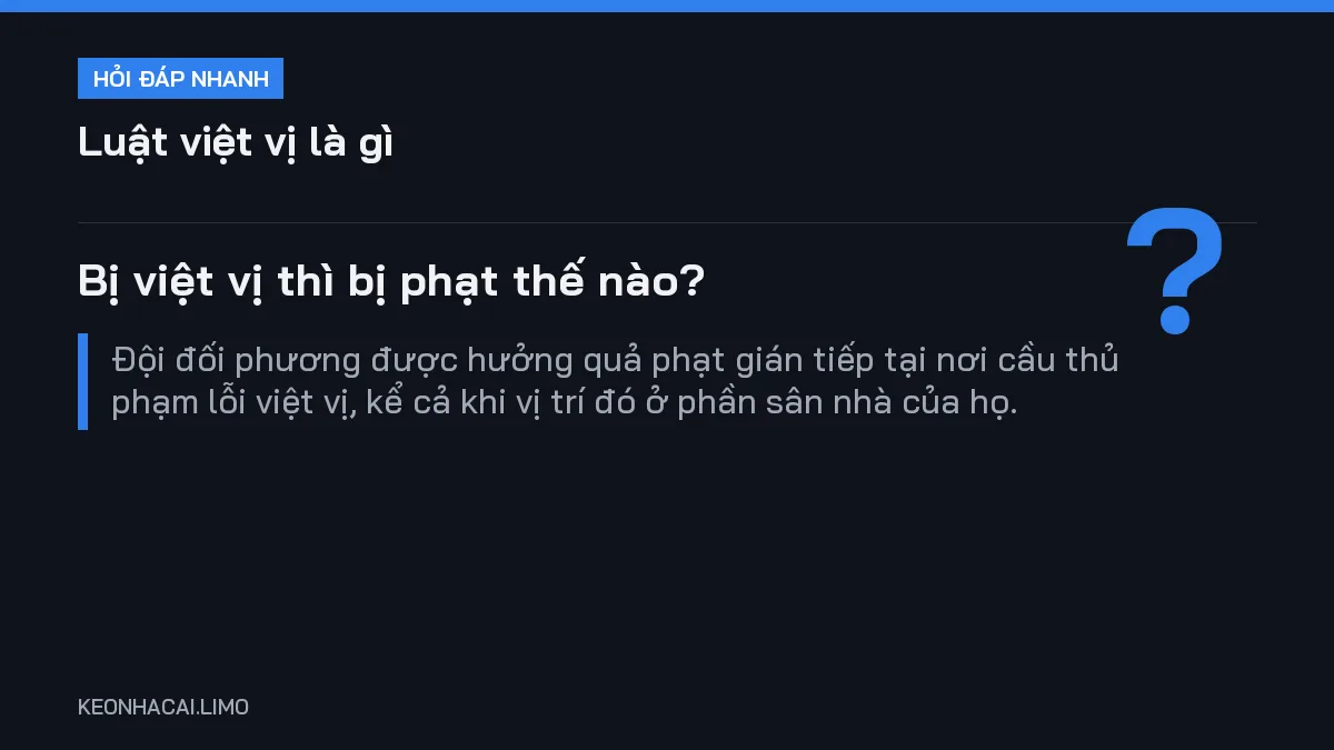 Hỏi đáp nhanh luật việt vị là gì: Bị việt vị thì bị phạt thế nào