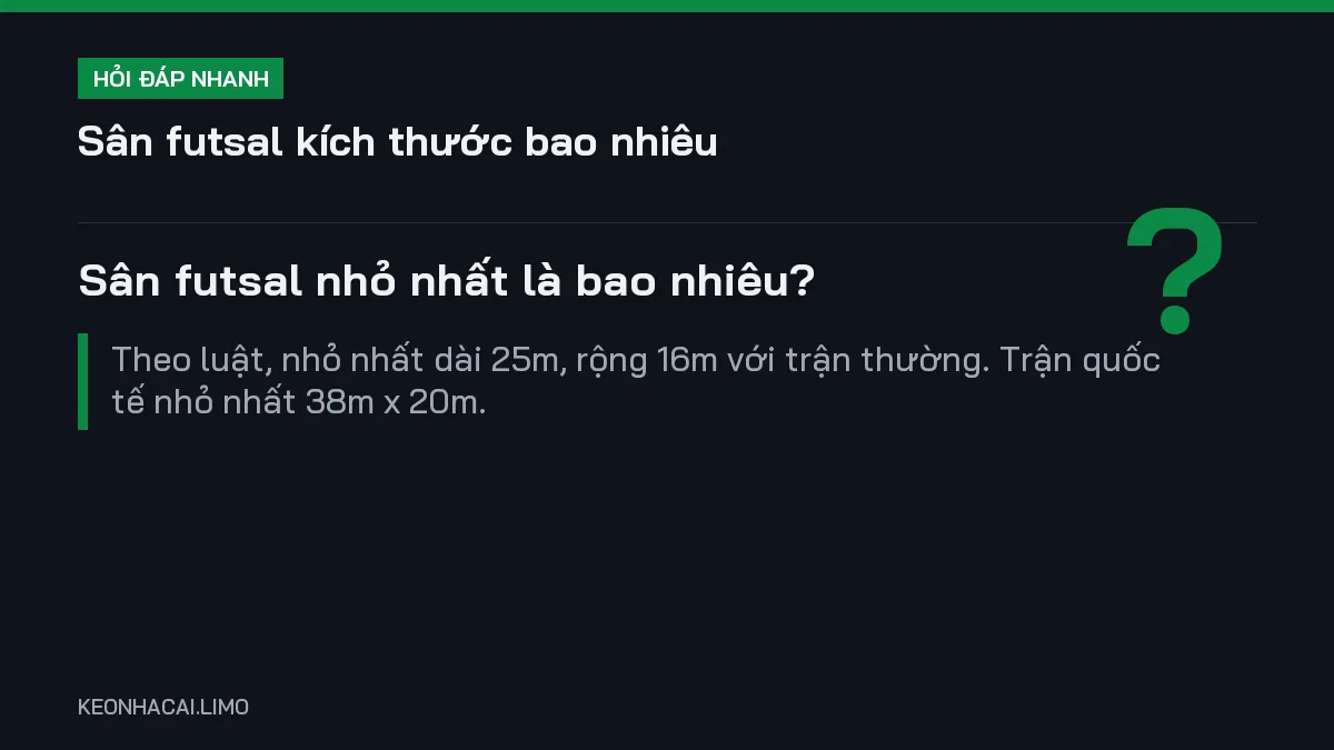 Hỏi đáp nhanh sân futsal kích thước bao nhiêu: Sân futsal nhỏ nhất là bao nhiêu