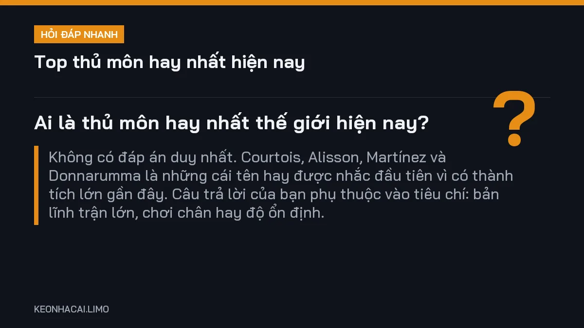 Hỏi đáp nhanh top thủ môn hay nhất hiện nay: Ai là thủ môn hay nhất thế giới hiện nay
