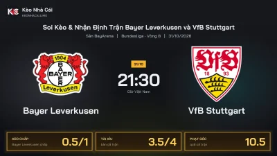 Soi kèo Bayer Leverkusen vs VfB Stuttgart 21h30 ngày 31/10 Giải Bundesliga 2026/27 Vòng 8