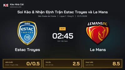 Soi kèo Estac Troyes vs Le Mans 2h45 ngày 1/11 Giải Ligue 1 2026/27 Vòng 9