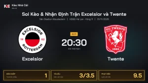 Soi kèo Excelsior vs Twente 20h30 ngày 1/11 Giải Vđqg Hà Lan 2026/27 Vòng 11