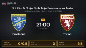 Soi kèo Frosinone vs Torino 21h00 ngày 1/11 Giải Serie A 2026/27 Vòng 10