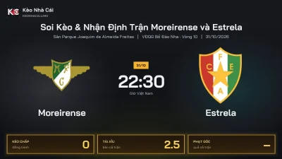Soi kèo Moreirense vs Estrela 22h30 ngày 31/10 Giải Vđqg Bồ Đào Nha 2026/27 Vòng 10