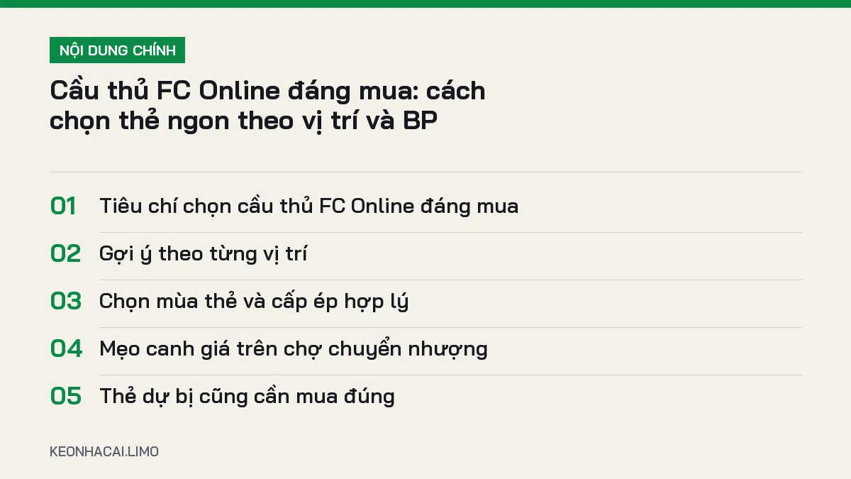 Tóm tắt nội dung cầu thủ fc online đáng mua, 5 ý chính cần biết