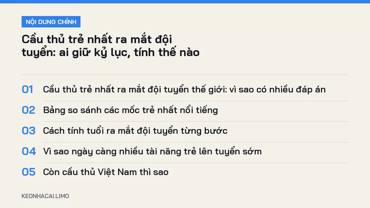 Tóm tắt nội dung cầu thủ trẻ nhất ra mắt đội tuyển, 5 ý chính cần biết