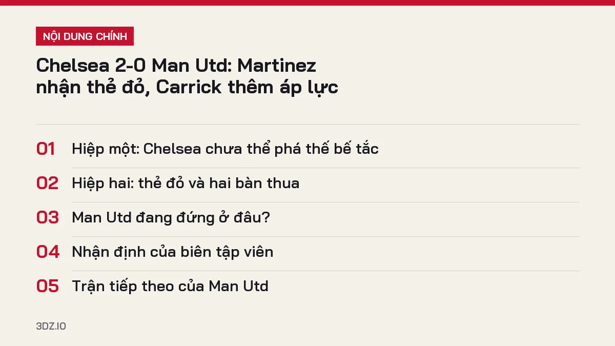 Tóm tắt nội dung Chelsea 2-0 Man Utd, 5 ý chính cần biết