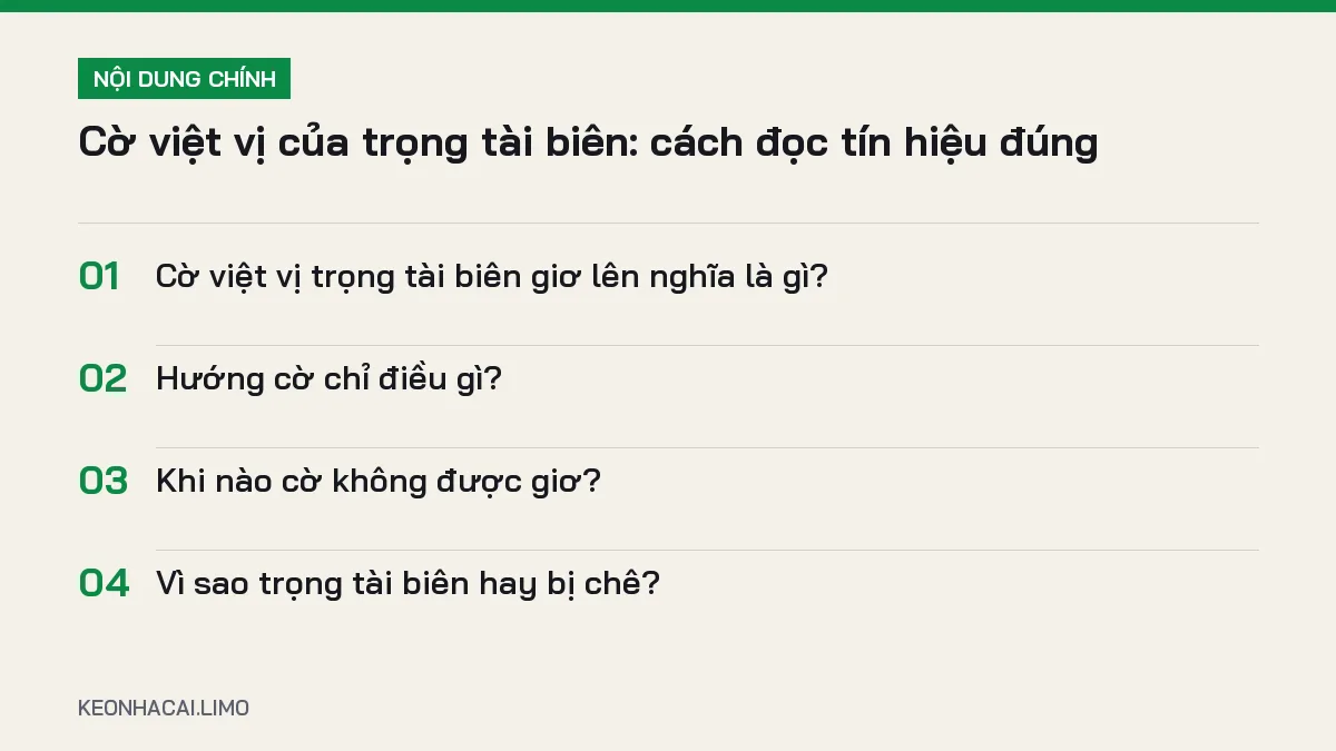 Tóm tắt nội dung cờ việt vị trọng tài biên, 4 ý chính cần biết