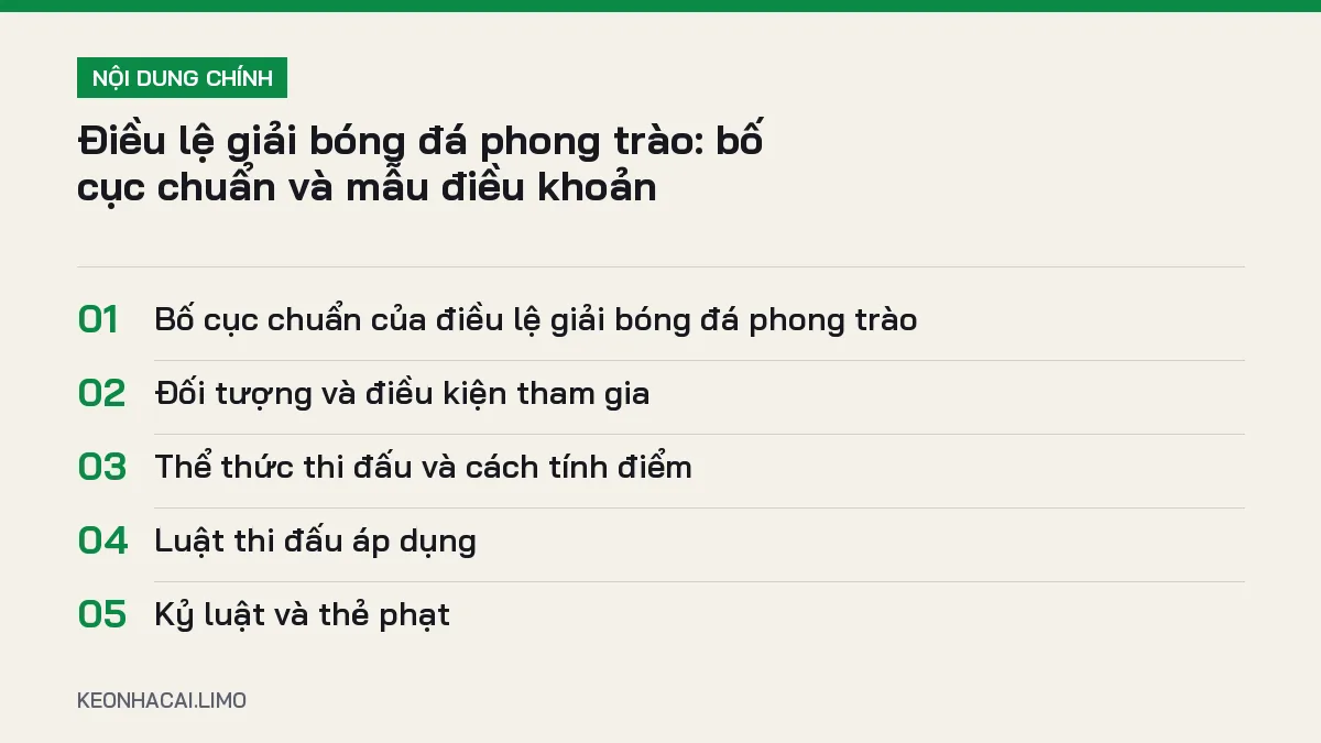 Tóm tắt nội dung điều lệ giải bóng đá phong trào, 5 ý chính cần biết