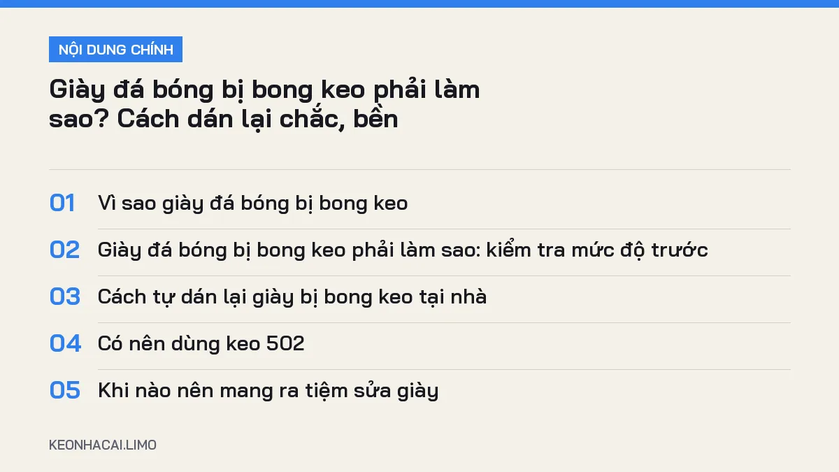 Tóm tắt nội dung giày đá bóng bị bong keo phải làm sao, 5 ý chính cần biết