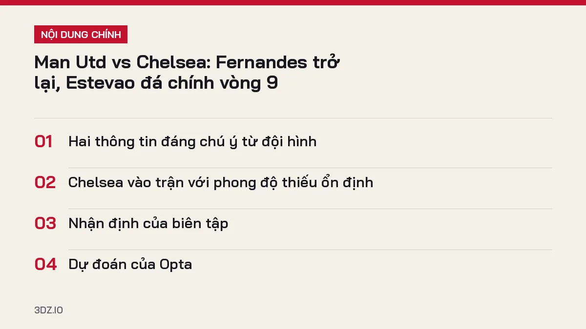 Tóm tắt nội dung Man Utd vs Chelsea vòng 9 Ngoại hạng Anh, 4 ý chính cần biết