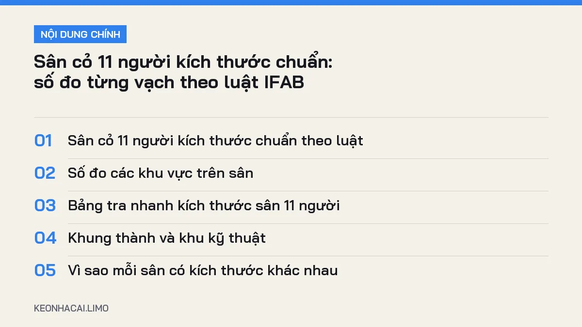 Tóm tắt nội dung sân cỏ 11 người kích thước chuẩn, 5 ý chính cần biết